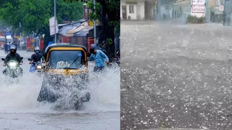 यूपी में बारिश के साथ हुई ओलावृष्टि, टूटे गाड़ियों के शीशे